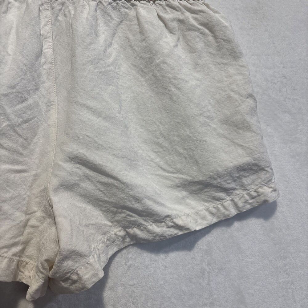 Madewell Women's Paperbag Pull On Linen Blend Ivory Lighthouse Shorts Size Large - Picture 10 of 15